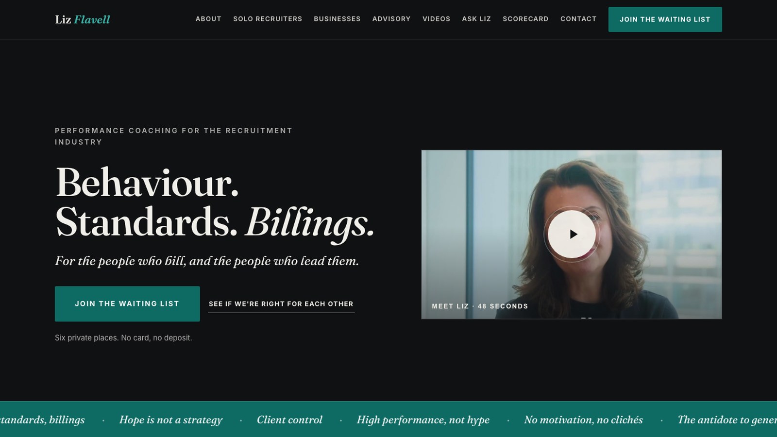 Liz Flavell's website, which we designed and built